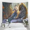 Tapissries 3D Fantasy Forest Landscape Bakgrundsdekoration Tapestry nordisk hippie vägg bakgrundsdekoration tapestry sovrum