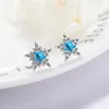 Stud Earrings Blue Crystal Star For Women Silver Color Zircon Cute Small Jewelry Gift Pendientes Kolczyki