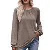 レディース Tシャツ 半袖 女性用 ディッシュトップ カジュアル ラウンドネック プリーツ 起毛シャツ 長袖 ニット