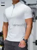 T-shirt da uomo New 2023 Summer Running Gym Men Shirt manica corta T-shirt vestibilità elastica Allenamento sportivo Fitness Quick dry Zip colletto Polo T Shirt J230705