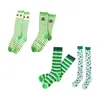 Women Socks Striped Stockings Over The Knee Shamrock Casual ST S Day For Gift Girl Holiday Costume