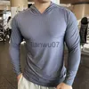 T-shirty męskie Siłownia Męska koszulka Casual Długi rękaw Slim Topy Koszulki Elastyczna koszulka Fitness sportowy Cienka Wygoda Oddychająca Szybkoschnąca Bluza z kapturem J230705