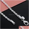 Łańcuchy M 925 Sterling Sier Twisted Rope Chain 16-30 cali luksusowy naszyjnik dla kobiet mężczyzn moda Diy biżuteria hurtowych Drop Delivery Dhwsc