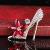 Brooches 2pcs/lot Lovely Alloy Acrylic High Heels For Women Suit Sweater Jacket Collar Cuff-link Embellishments