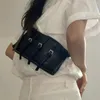 Kvällsväskor Y2K metallknapp mode underarmsväska Koreansk armhåla Clutch PU-läder Cool Crossbody Enfärgad Kvinnor Axlar