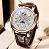 Andere Uhren TEVISE Business Wasserdichte Herren-Mechanikuhr Top-Luxus-Herren-Lederuhr Moonlight Automatikuhr 230704