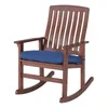Camp Furniture Wood Rocking Chair Brown Finish Patio Rattan
