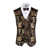 Herrenwesten Gold Steampunk Weste Herrenanzug Gilet Homme Hochzeit Ärmellos Slim Plus Size Blumenkleid Westen für Herren Single Buttons Weste 230704