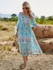 Robes de soirée femmes Floral Vintage Boho longue robe imprimé col en v demi manches élégant bohème Vestidos grande taille 2023 S-XL