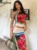 Платье с двумя частями Hawthaw Women 2023 Summer Crop Tops Midi Skirt Stecting Sets Отпускные наряды уличная одежда Оптовые предметы для бизнеса 230704