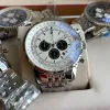 Brietling Orologio di lusso Montre De Luxe 48MM B06 B01 Navitimer Cronografo Movimento a batteria Quarzo Quadrante argento Orologio da uomo Acciaio inossidabile Orologi da polso da uomo