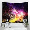 Tapestries Forest Forest Tapestry Wall Trees and Stars Fabric Fabric Tapestry Home Room Room Bedroom Drettor Decoration Forest Night Tapestry R230710