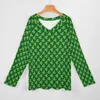 Women's T Shirts Shamrock Three Leaf T-Shirt St Patricks Day Kawaii Long-Sleeve Woman V Neck Casual Tshirt Oversize Design Clothes