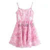 Abiti casual YENKYE Sweet Women Pink Floral Print Sexy Sling Mini abito senza maniche femminile A-line Mini abiti estivi Holiday Robe J230705