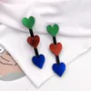 Stud Earrings Long Tassel Colorful Peach Heart Acrylic Funny Geometric Fashion Mirror Surface