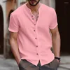 Men's Casual Shirts Linen Short Sleeve Shirt Solid Color High Quality Top Cotton Breathable Plus Size S-3XL