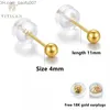 Charm True Erbsen-Ohrringe aus 18-karätigem Gold für Damen-Weihnachtsgeschenke. Goldschmuck-Ohrringe, einfache polierte runde Perlenohrringe aus 750er-Roségold, Z230706