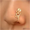 Nez Anneaux Goujons 16 Styles Petit Cuivre Faux Pour Les Femmes Non Piercing Plaqué Or Clip Sur La Manchette Goujon Filles Mode Fête Bijoux Drop Dhhid