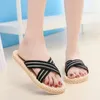 Tofflor två halmremmar Flip Flop strandrutschbanor utomhus halkfria sandaler Hamparep Espadrille Minimalistisk korsbandsskor 230704