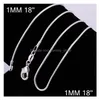 Chaînes 925 Sterling Sier Lisse Serpent Colliers Pour Femmes Bijoux De Mode Fermoir De Homard 1 Mm Taille De La Chaîne 16-30 Pouces Drop Delivery Penda Dhpij