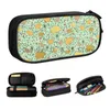 Cosmetic Bags Capybaras In Green Kawaii Pencil Case Girls Boys Large Capacity Pouch Students Stationery
