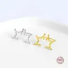 Stud Earrings LKO Real 925 Sterling Silver Fashion Charm Hollow Star For Women Jewelry Sweet Ear Studs Girl Gift Ornaments