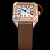 F1F Dumon WGSA0022 Swiss Quartz Unisex Mens Ladies Watch Rose Gold Silver Black Roman Dial Brązowy skórzany pasek Super wersja Reloj Hombre Edition Puretime A01A