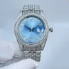 Automatisk klocka Sapphire Diamond Mens Business Automatiska mekaniska klockor Kvinnor Vattentät 41mm med diamantspäckt stålarmband Montre de Luxe L