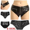 Shorts Feminino Feminino Sexy Preto Couro Envernizado Zíper Cintura Baixa Sapato Brilhante Atrevido Dance Festival Rave Bottoms