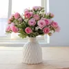 Fleurs décoratives 5 Branches MINI Roses Fleur Artificielle Décoration En Soie Pour La Fête De Mariage Célébration À La Maison