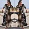 Party Dresses Black Long For Women Striped Office Half Sleeves Maxi Dress Summer 2023 Fashion High Split Vestidos Elegantes Para Mujer