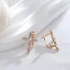 Orecchini pendenti Kinel Unique 585 Rose Gold Color Cross per donna con accessori in zirconi naturali Gioielleria vintage fede quotidiana