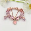 Moda Prata Esterlina 925 Rosa Murano Lampwork Vidro Europeu Charm Beads Borboleta Rose Pendurado Encaixe Pandora Charm Bracelets Colar