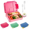 Serveringsset 1330 ml Lunchbox Mikrovågsbar rutnätdesign Behållare Delad Förvaring av frukt Bra tätning Bento med gaffelsked