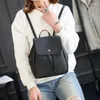 School Bags Fashion Women Backpack 2023 Vintage Pure Color Leather Bag Satchel Shoulder Bolsa