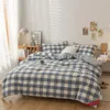 Zestawy Blue Buffalo Plaid Quilt Pojedynczy podwójnie szachownicza pościel miękki mikrofibry Lekkie geometryczne koc coverlet