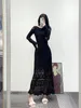 Basic & Casual Dresse Maje New Black Round Neck Hollow Crocheted Knitting Company Dress