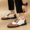 Herren Brogue Schuhe Schnürschuhe mit runder Spitze Business Braun Schwarz Weiß Handgemacht Größe 38-48 Kostenloser Versand