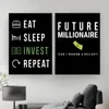 Motivational Quotes Canvas Painting Poster Money Is Calling Eat Sleep Invest Repeat Wall Art Picture Canvas Print Room Home Decor Painting Gifts Unframed