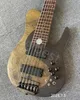 Elektrisk basgitarr 6 strängar solid Burl Maple Board Top Mahognay Body Center And Ash Wood 2 Sidor Rosewood Gripbräda 3 Mini