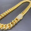 Designersmycken anpassade Moissanite diamantlås Miami kubansk länkkedja 14K guldpläterad rostfritt stål mode herrhalsband