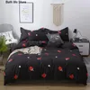 Pratos 4 pedaços de morango rosa Kawaii Bedding Conjunto infantil Capas de colcha de colcha macia travesseiro de capa de edredão e lençóis cama de decoração