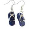 Dangle Earrings FYSL Silver Plated Slipper Shape Black Agates Drop For Women Lapis Lazuli Jewelry