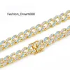 LIFTJOYS white and blue zircon cuban chain necklace 18K gold plated bling women tennis chocker necklace sets