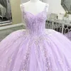 Luxe Lavendel Kant Off Shoulder Quinceanera Jurken Baljurk Applicaties Kant Kralen Sweet 16 Jurk Feestjurken Vetersluiting