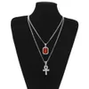 Pendentif Colliers Glacé Égyptien Ankh Clé De Vie Collier Ensemble Bling Croix Mini Pierre Précieuse Or Sier Chaîne Pour Hommes Hip Hop Bijoux Dhokw