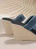 Sandal Denim Straw Women's Espadrilles Mules Slipper Sandals 2023 Slip On Platform Leisure Summer Wedges High Heels Shoes 230704