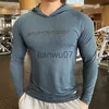 T-shirty męskie Siłownia Męska koszulka Casual Długi rękaw Slim Topy Koszulki Elastyczna koszulka Fitness sportowy Cienka Wygoda Oddychająca Szybkoschnąca Bluza z kapturem J230705