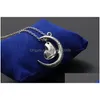 Colliers de pendentif romantique Je t'aime à la lune et au coeur Collier Chaîne Pendants pour femmes bijoux Valentin Day Gift Drop Dhfep