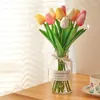 Dekoracyjne kwiaty biały sztuczny tulipan 6 sztuk dekoracje ślubne strona główna stół na przyjęcie wazon wypełniacz prezent na dzień matki fałszywy